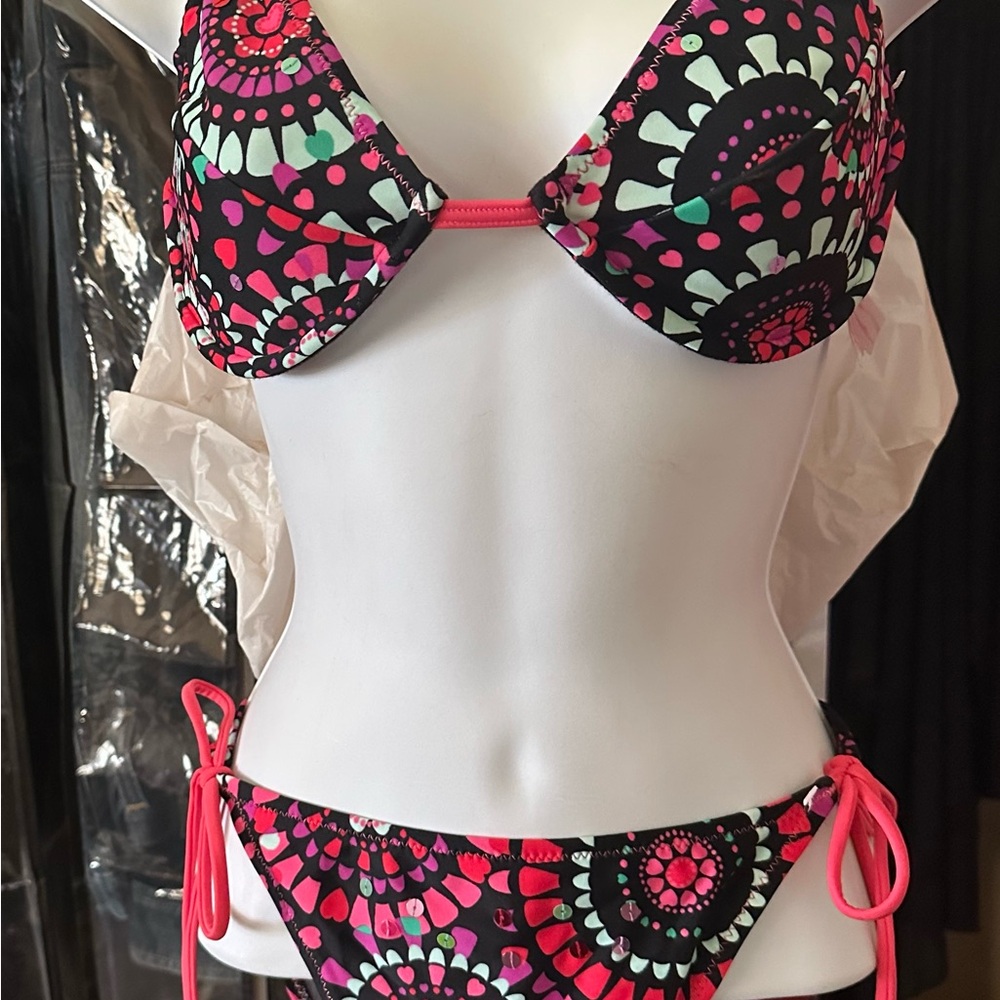 XOXO Pink and Black Patterned Bikini